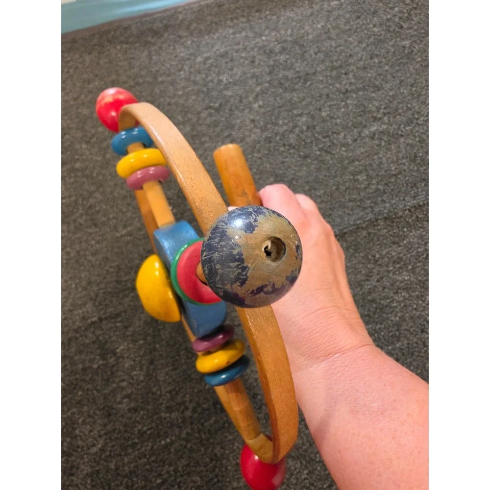 Vintage Fisher Price Right-Time Toy Wooden Play Pen Whirl Activity Spinner Toy